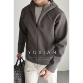 抗皱高弹休闲外套秋冬季 棉质连帽拉链运动风长袖 零 压空气感