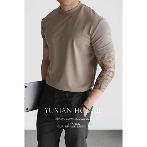 YUXIAN美式棉质圆领男士短袖春夏