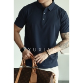 休闲商务短袖 四面弹暗格纹翻领POLO衫 春夏T恤男 无痕凉感冰丝