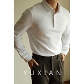 秋冬 重磅T恤翻领男士 POLO衫 纯色商务四季 YUXIAN高端空气层棉长袖