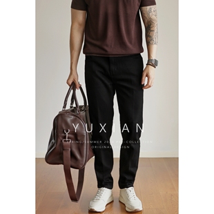 长裤 直筒弹力男士 修身 YUXIAN黑牛水洗四面弹力休闲商务黑色牛仔裤