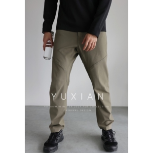 休闲通勤运动长裤 YUXIAN秋冬暗格纹暖绒防风防泼水软壳裤 户外男士