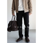 细格纹弹力纯棉修身 直筒商务休闲裤 抗皱男士 YUXIAN意式 春秋冬长裤