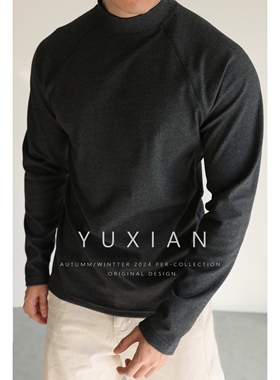 YUXIAN冬季双面德绒保暖修饰运动健身半高领商务打底长袖T恤纯色
