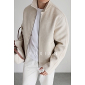 意式 珍贵骆驼绒 老钱羊毛羊驼绒双面毛呢麂皮翻领夹克休闲秋冬