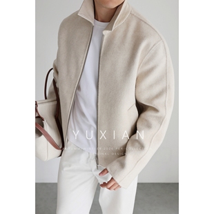 【珍贵骆驼绒】意式老钱羊毛羊驼绒双面毛呢麂皮翻领夹克休闲秋冬