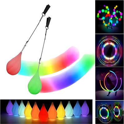led发光手甩球水滴型甩甩球发光球杂耍球七彩发光球LED Poi Balls