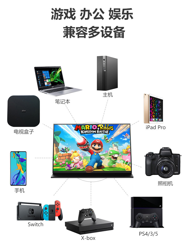 15.6인치 휴대용 모니터 스위치|PS4|5 게임폰 스크린 프로젝션 컴퓨터 확장 스크린 노트북 보조 스크린