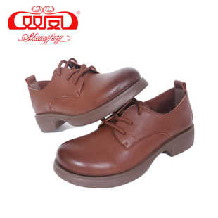 【买一赠五】双凤2024秋季新款真皮软底圆头低跟防滑女鞋72A-3620