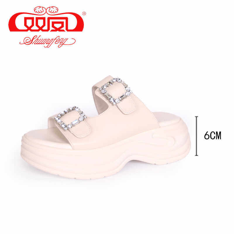 【买一赠五】双凤2024夏季新款厚底水钻休闲外穿凉鞋女72f-3420