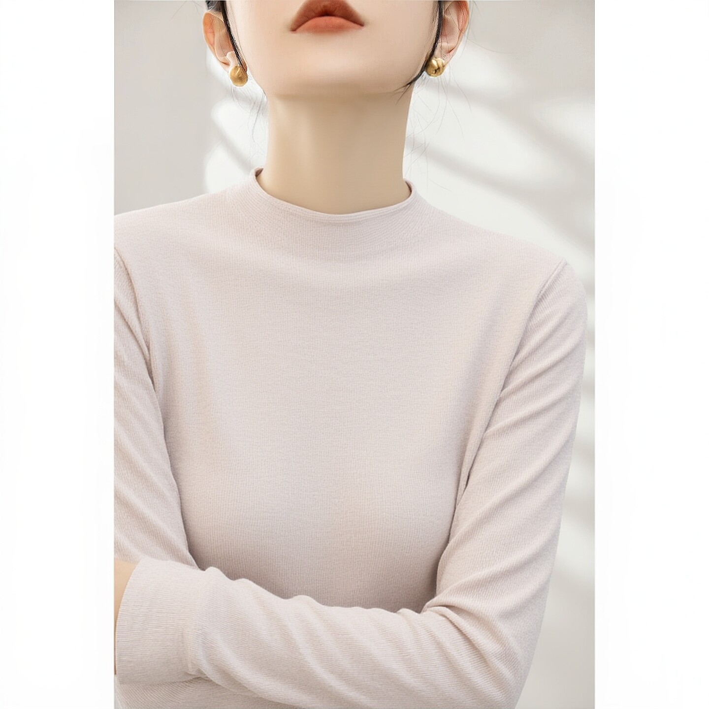 秋冬半高领针织打底衫毛衣修身柔软亲肤女短款百搭显瘦内搭基础衫