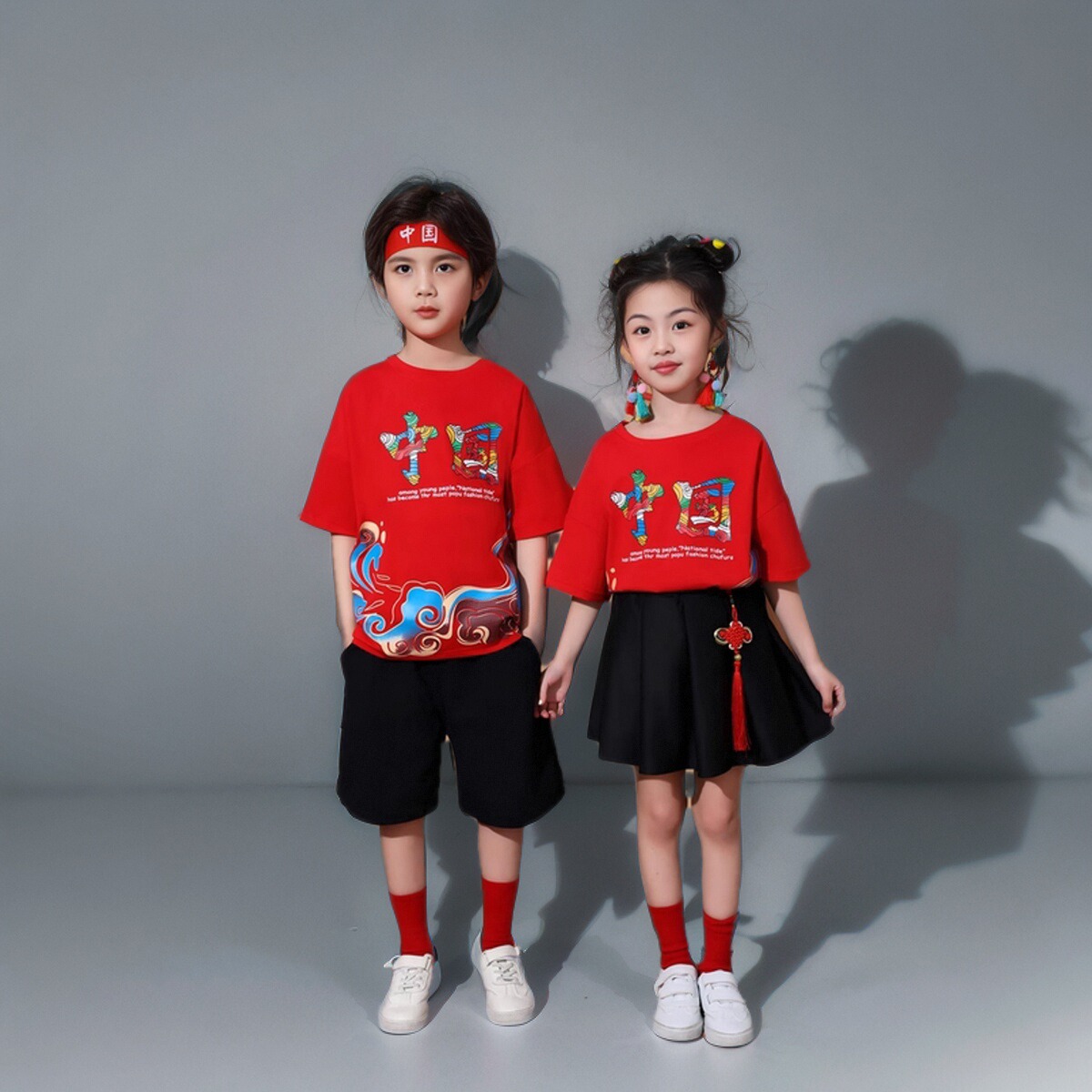 六一儿童啦啦队比赛班服套装夏季小学生运动会开幕式校服演出服装