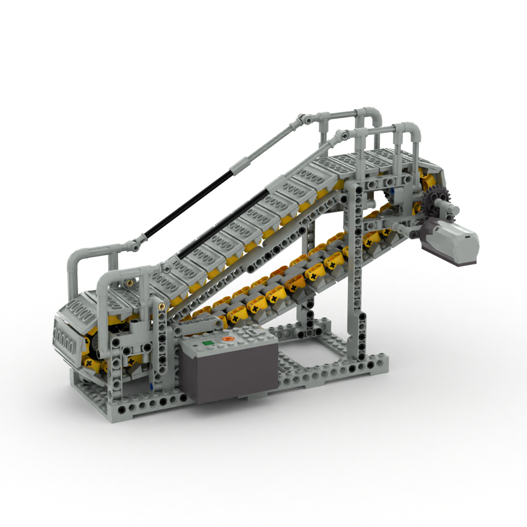 科技积木工程机械组模型电动扶梯