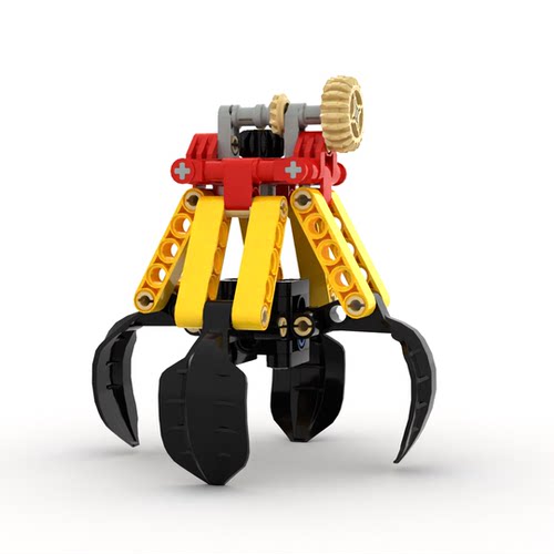 小小工程师国产积木机器人齿轮机械科技拼装四瓣抓斗教具套装MOC