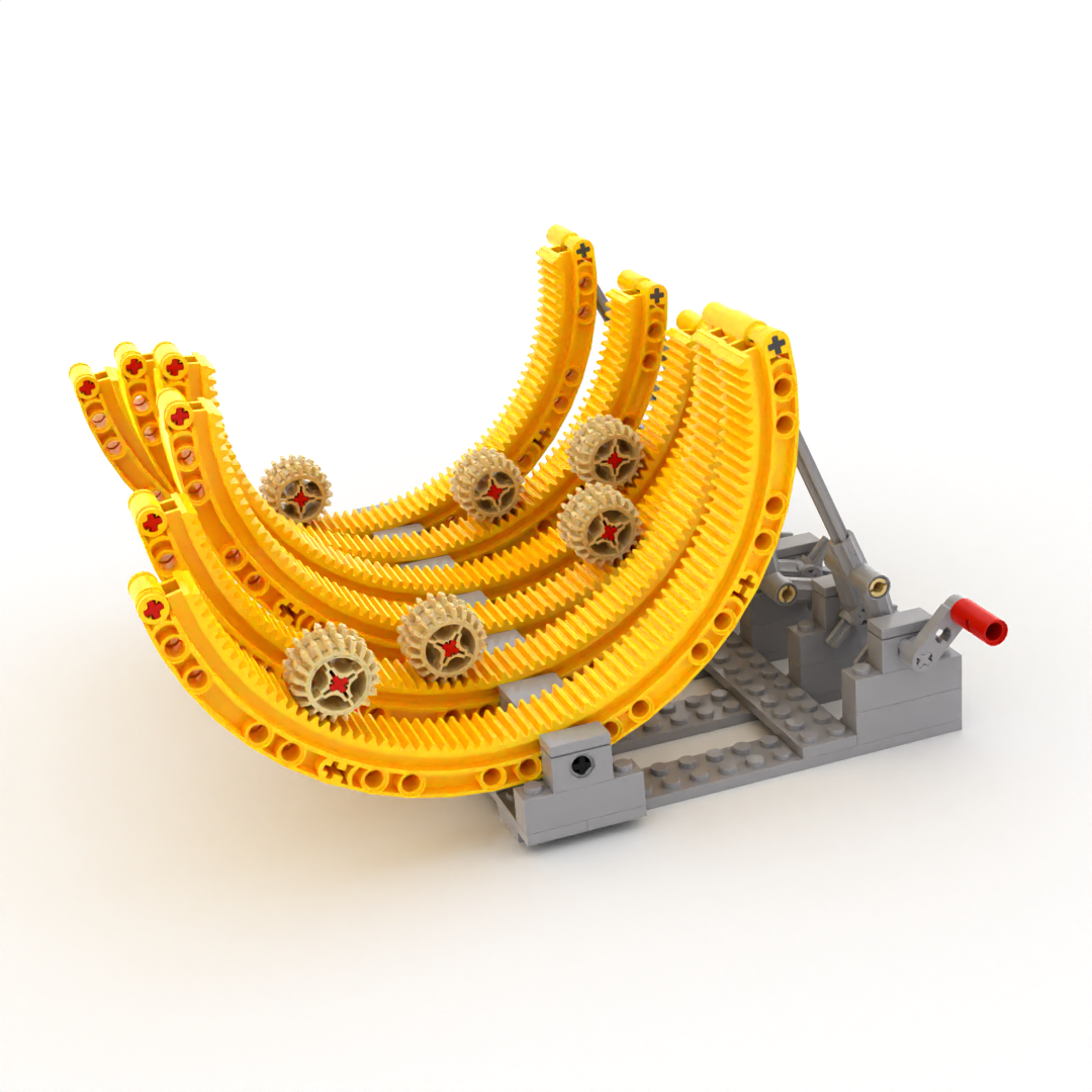 小小工程师国产积木立体环形轨道爬行过山车波浪机构齿条科技模型