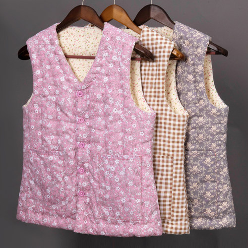 纯棉花手工马甲女士秋冬加厚保暖