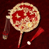 秀禾服团扇新娘结婚喜扇成品秀禾团扇中式 古风新娘出嫁手捧花扇子