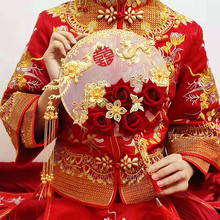 新娘中式婚礼秀禾服成品团扇优质扇子女古风汉服工艺扇结婚礼物