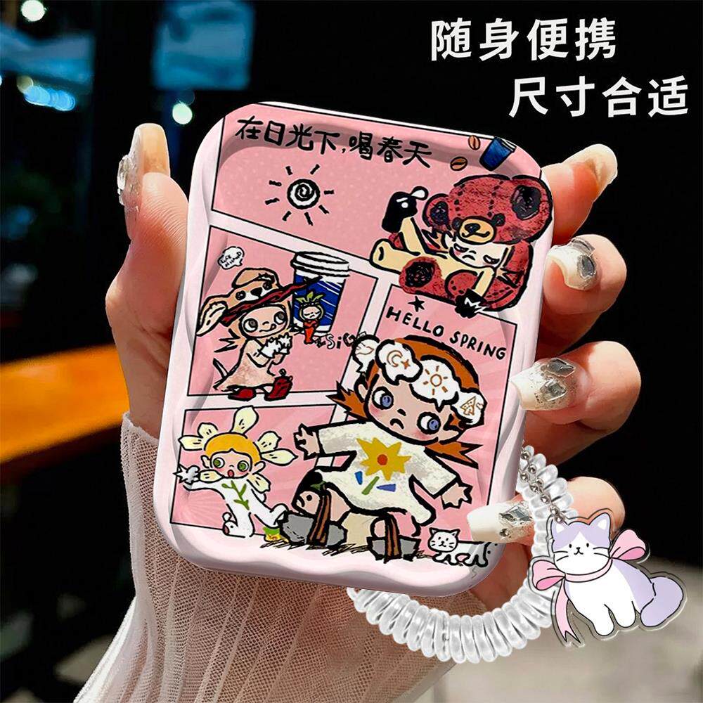 日光下莫莉梳子随身带套装少女心手持翻盖小镜子上课口袋迷你镜梳
