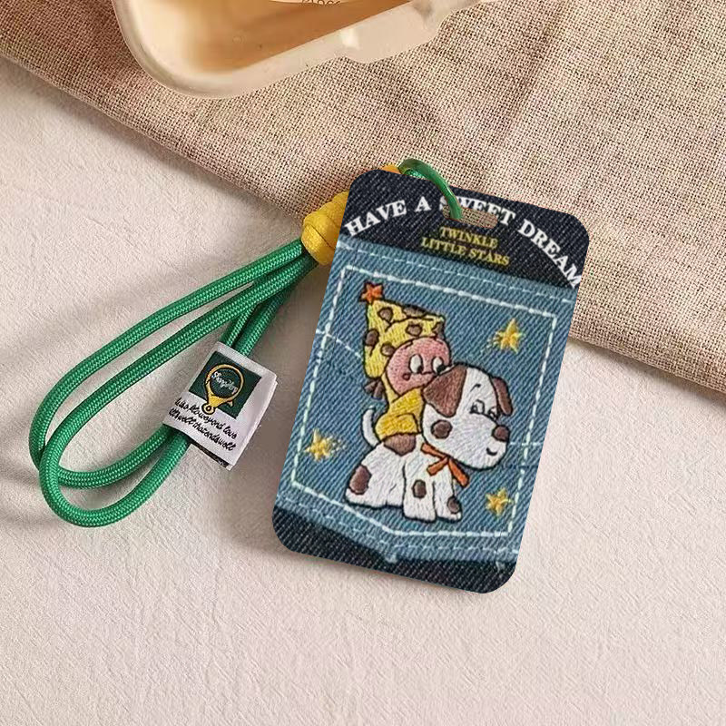 可爱斑点狗星星人仿刺绣卡通学生卡套饭卡公交地铁门禁胸工作牌证