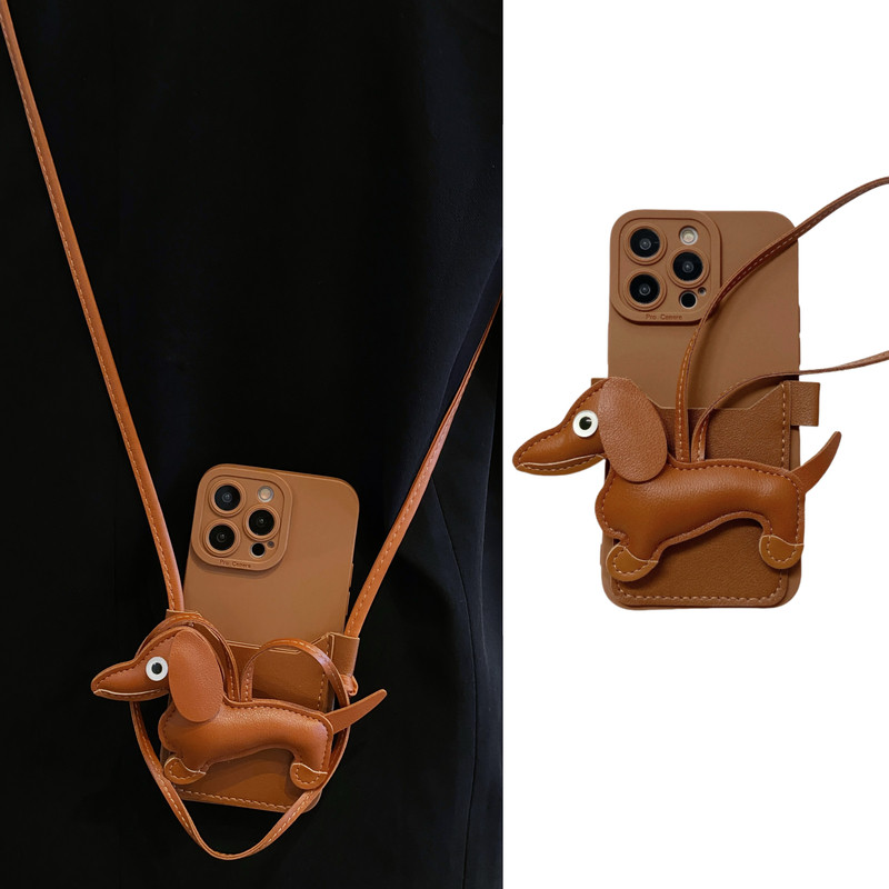 高级感棕色腊肠狗卡包适用OPPOReno12pro手机壳reno11手提绳10可背带9斜挎8挂绳7个性6小众r17/15女k10软a97,3C数码配件,手机保护套/壳,淘宝优惠券,粉丝福利购,淘宝优惠卷