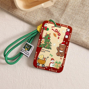 圣诞树雪人小熊可爱卡套饭卡公交地铁门禁卡通工牌证件保护套挂包