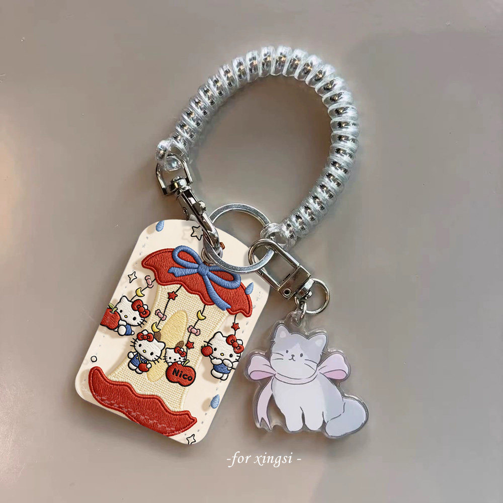 转转苹果kt仿刺绣门禁小卡nfc感应卡保护套可爱卡通挂件包防丢绳