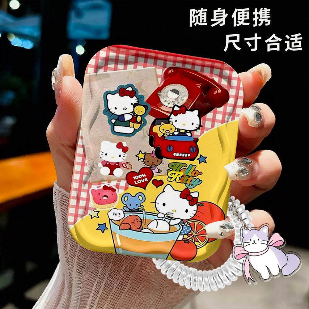 喝奶茶kt梳子随身带套装少女心手持翻盖小镜子上课口袋迷你镜梳学