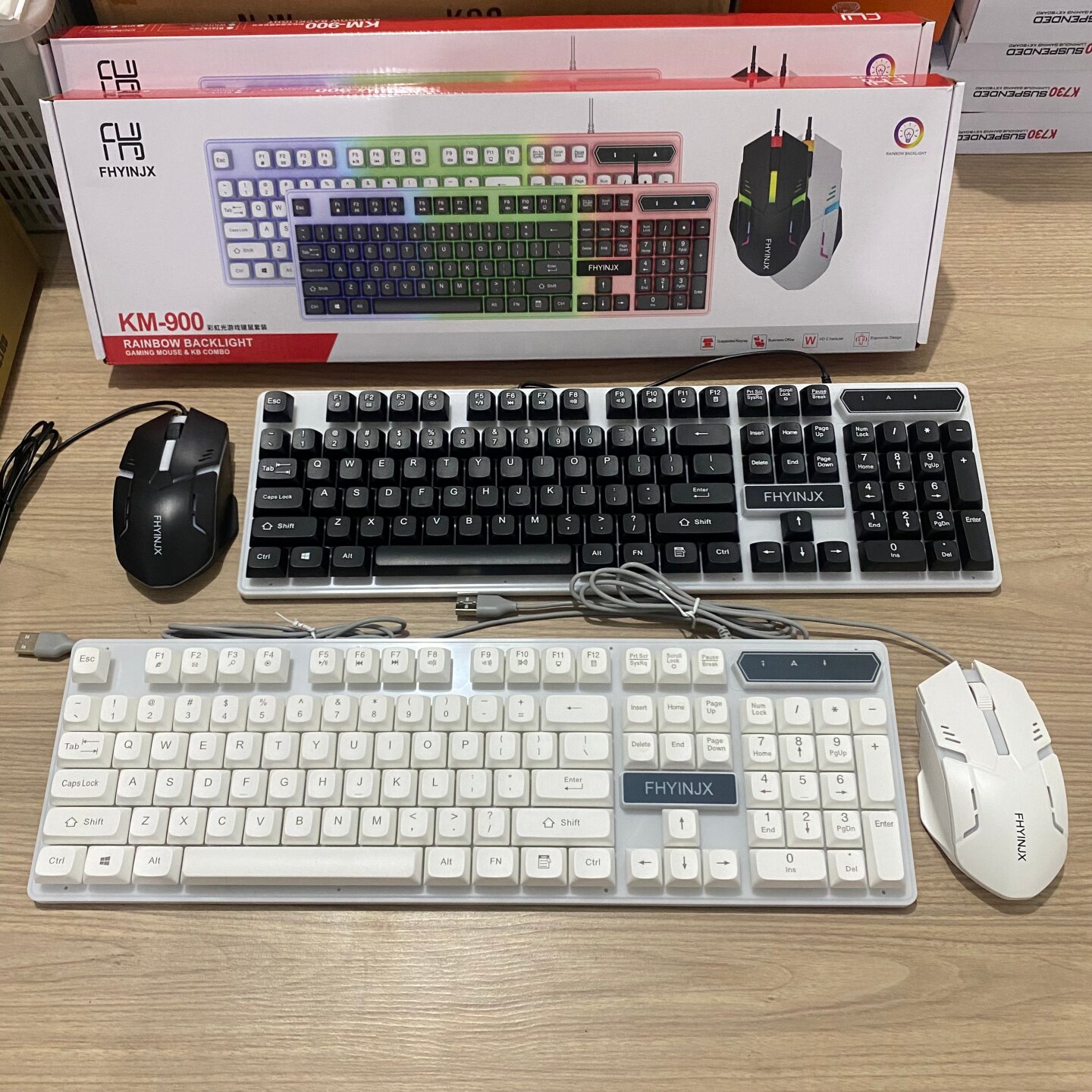 全新现货 键盘鼠标套装机械手感有线发光 USB悬浮吃鸡游戏笔记本