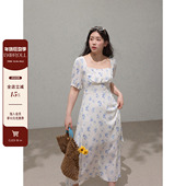 微胖mm方领连衣裙巨好看显瘦2025新款 潘不卷大码 女装 遮肉碎花长裙