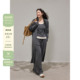 秋假两件上衣休闲裤 微胖mm韩系灰色针织套装 三件套 女装 潘不卷大码