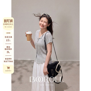 2新品 一件85折满2件75折 T恤半身裙春 潘不卷 灰色针织短袖