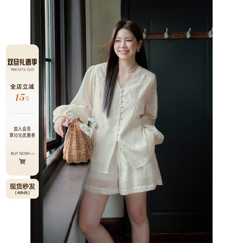 潘不卷大码女装微胖mm新中式巨显瘦套装高端2025夏日一整套穿搭