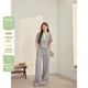 两件套夏 微胖mm灰色设计感正肩上衣遮胯显瘦休闲裤 潘不卷大码 女装