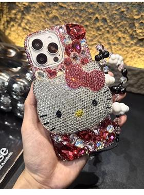 懒懒同款适用15Promax奢华水钻手机壳14带钻镶钻网红16立体KT猫13iPhone12131415proXSMax手机壳