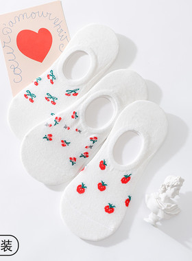 袜子女短袜浅口可爱船袜纯棉白色夏天隐形硅胶防滑薄款日系潮