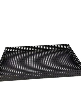 现代简约镂空托盘长方形黑色金属客厅茶几茶盘装饰摆件软装饰品