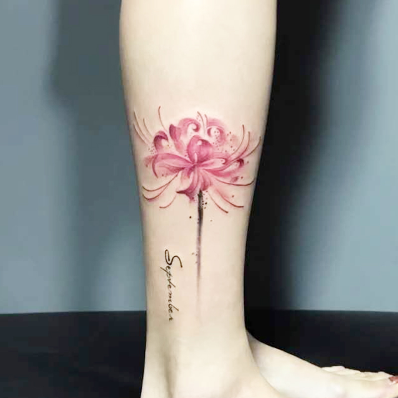 【2张彼岸花】纹身贴性感防水女持久脚踝网红真ins风少女彩色脚踝