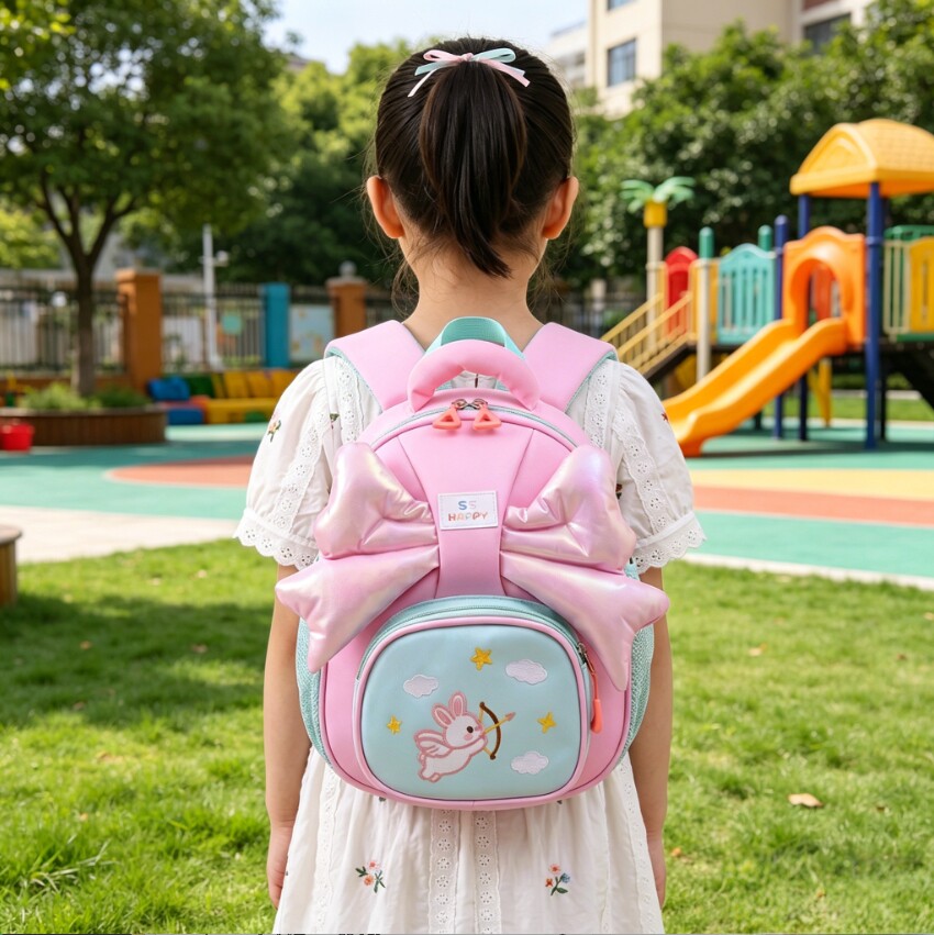 幼儿园儿童书包可爱女童宝宝蝴蝶结双肩包小女孩外出轻便迷你背包
