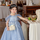 儿童包包2025新款 夏天女童宝宝公主手提包女孩珍珠配饰单肩斜挎包