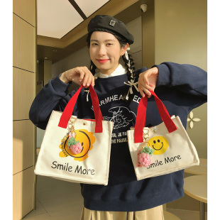 可爱卡通手提帆布包包2024新款 女童宝宝外出手拎包妈咪包便当包