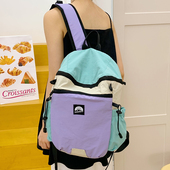 幼儿园小学生大容量双肩包2025新款 撞色帆布双肩包户外背包 时尚