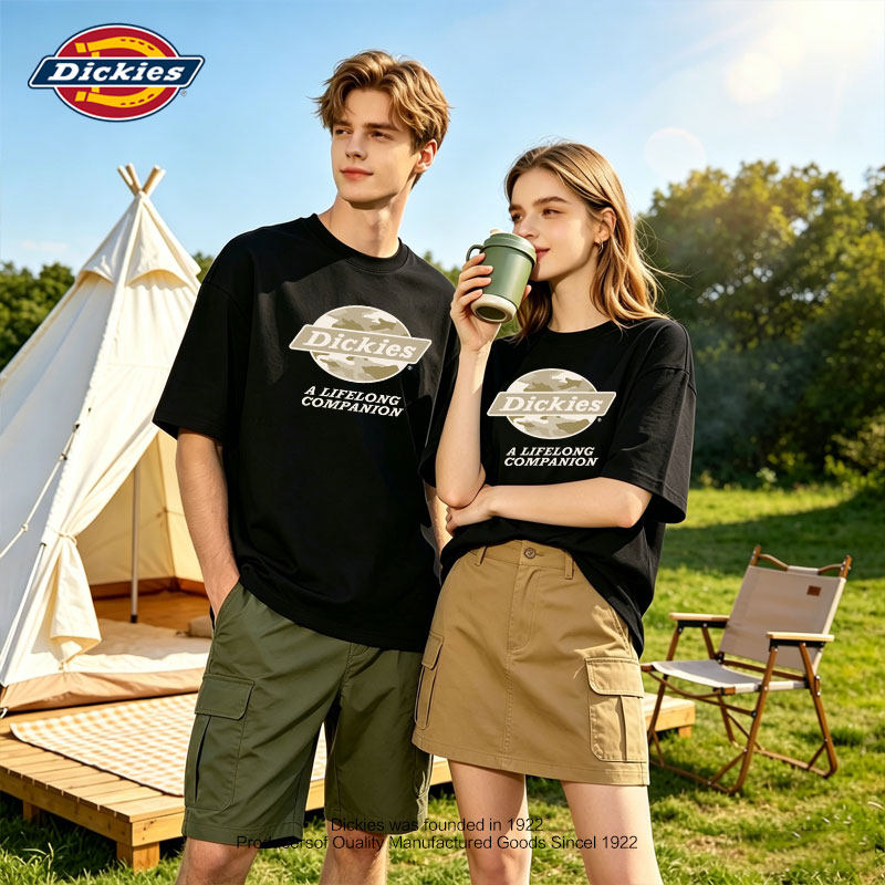 Dickies2夏季026新宽松款美式潮牌短袖T恤男百搭圆领印花运动衣服