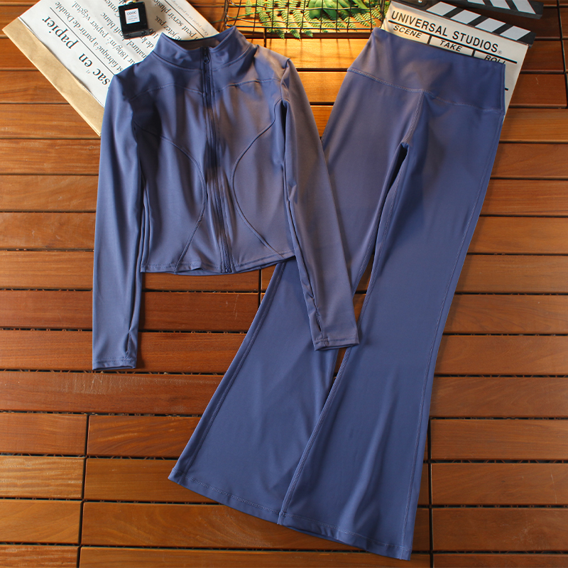 瑜伽服套装长袖女显瘦拉链外套