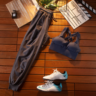 网红运动套装女士速干文胸宽松哈伦裤健身房跑步训练时尚瑜伽服簿