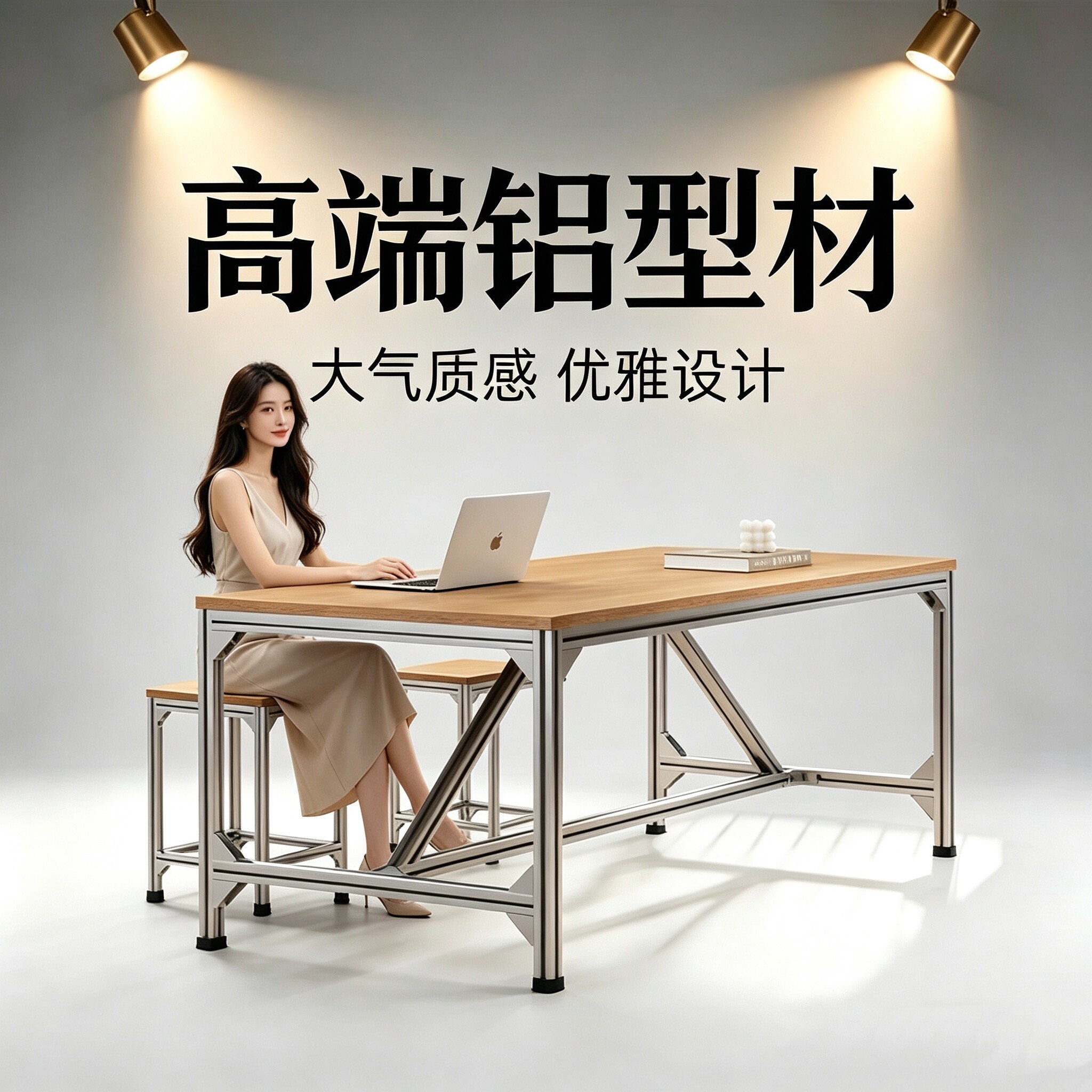 铝型材海洋板会议桌办公桌电脑桌简约现代实验桌结实耐用防水防潮