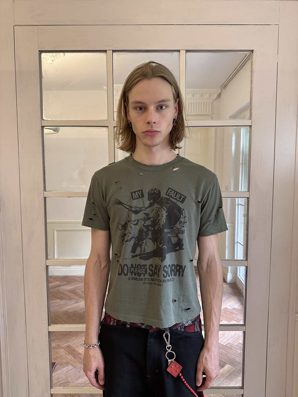 人物印花vintage质感风格短袖