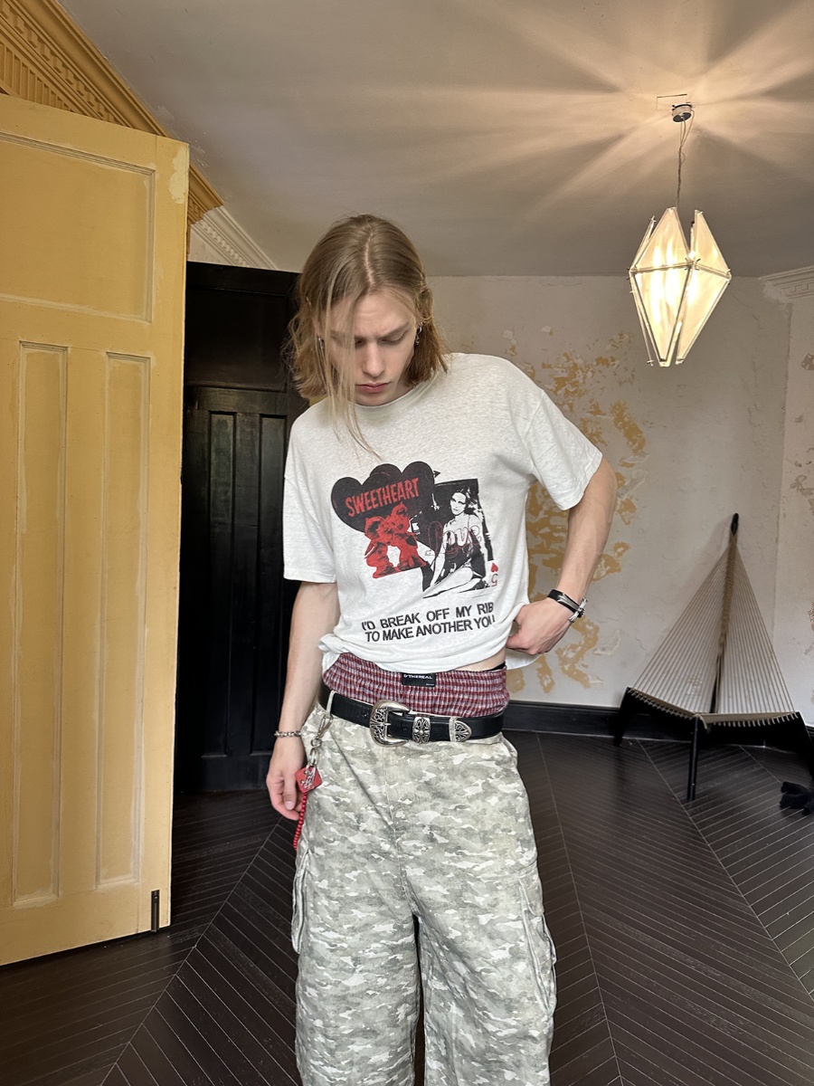 DTHEREAL 24SS 新款暗红格纹舒适宽松麻棉松紧弹力腰平角阿罗裤男