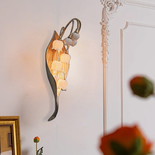 美式田园客厅壁灯创意网红铃兰花壁灯法式灯复古灯具餐厅卧室壁灯