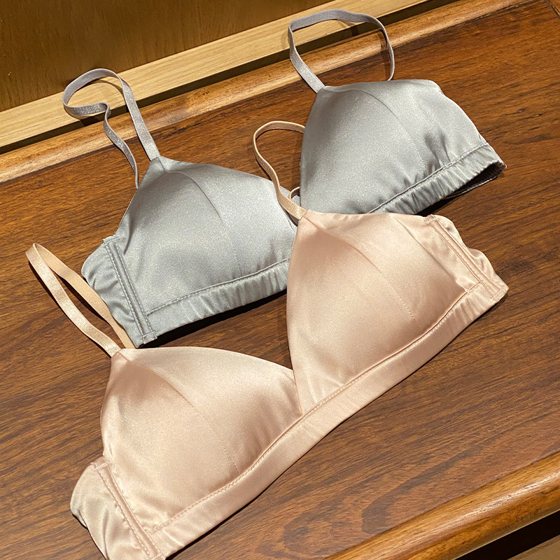 少女法式风薄款桑蚕丝聚拢三角杯